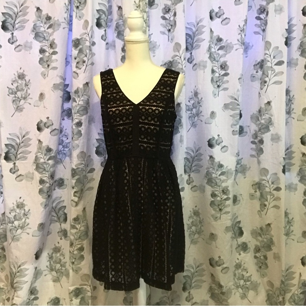 Ann Taylor Loft Black Lace Dress with Lining Size 6